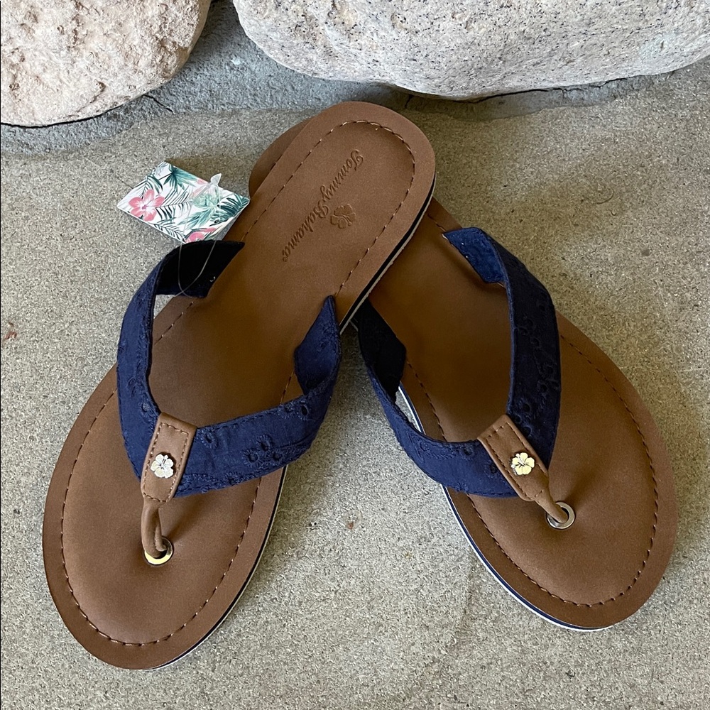 Tommy Bahama Women's Navy and Brown Flip Flop Sandals, Sz 10 - Picture 6 of 13